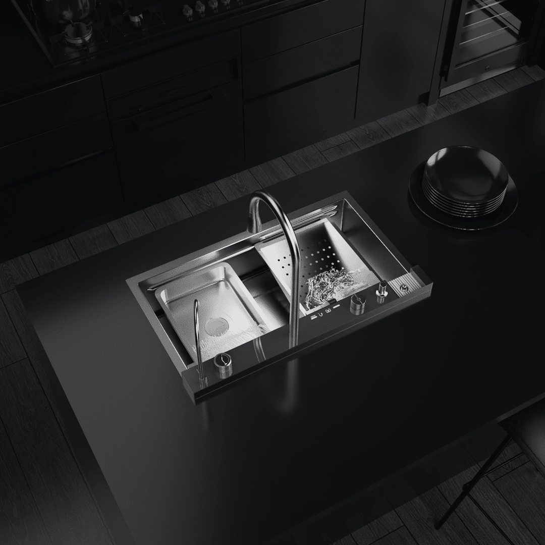 Dijital Lüks Şelale Tasarımlı Akıllı Eviye AS3547 75×45 cm. Antrasit