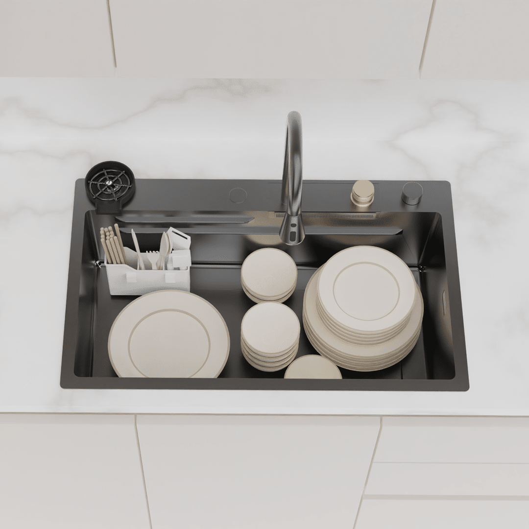 Şelale Tasarımlı Akıllı Eviye As 3541 75×45 CM Antrasit