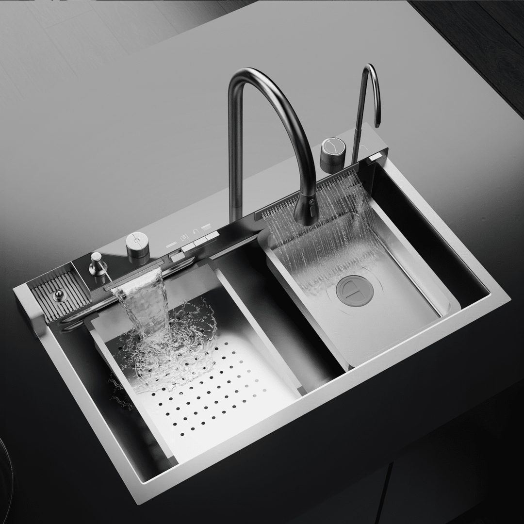 Dijital Lüks Şelale Tasarımlı Akıllı Eviye AS3547 75×45 cm. Antrasit