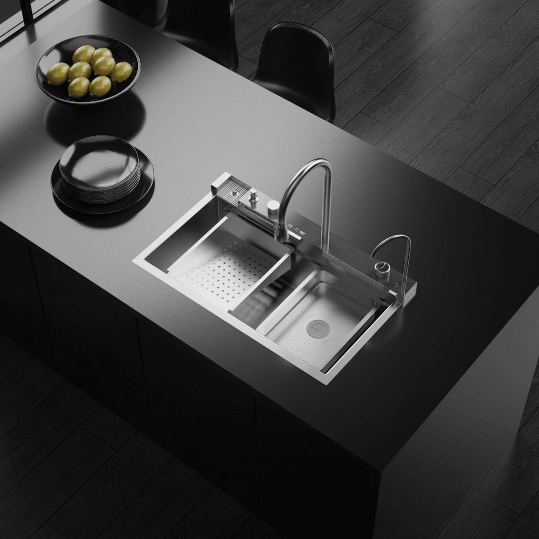 Dijital Lüks Şelale Tasarımlı Akıllı Eviye AS3547 75×45 cm. Antrasit