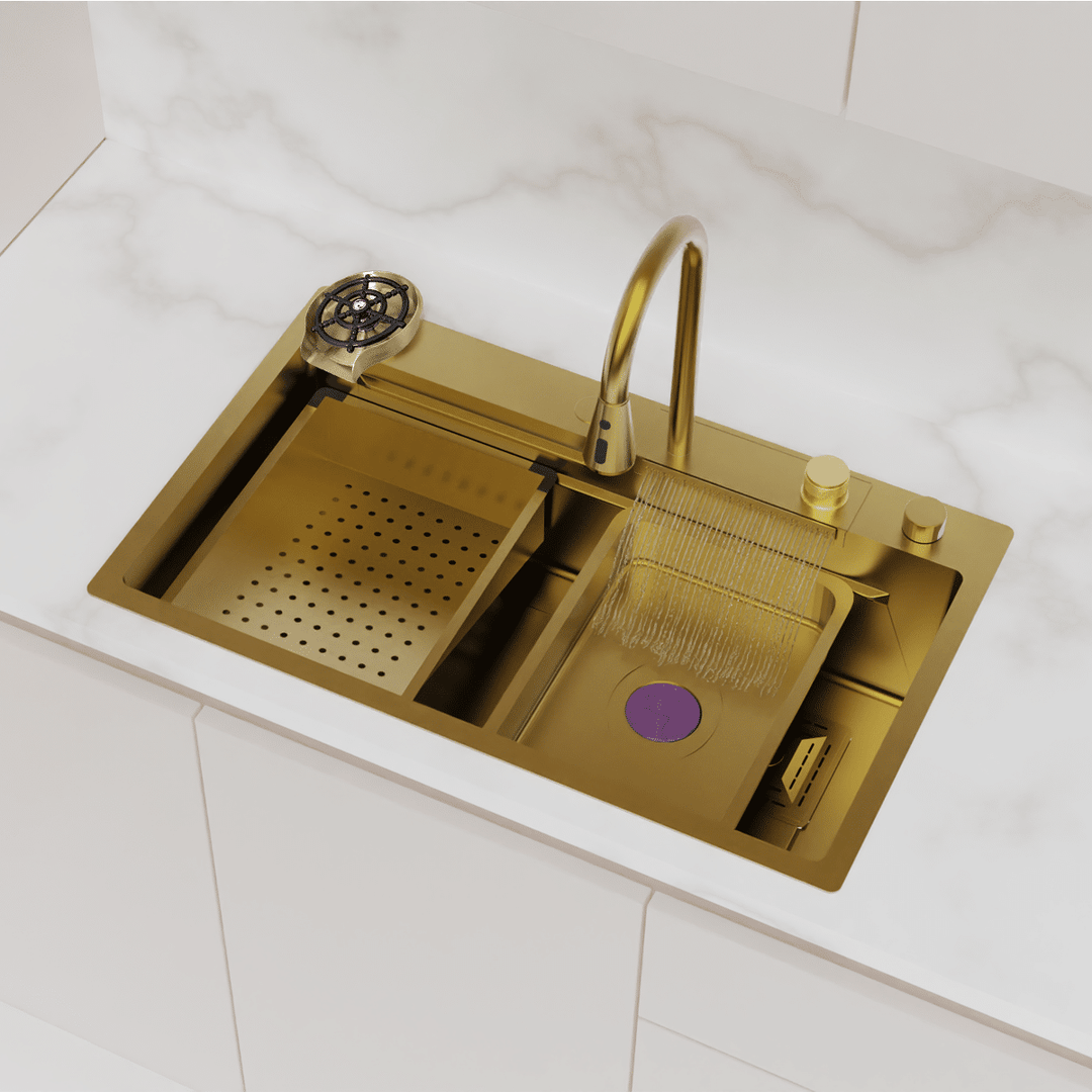 Şelale Tasarımlı Akıllı Eviye As 3541 75×45 cm Gold