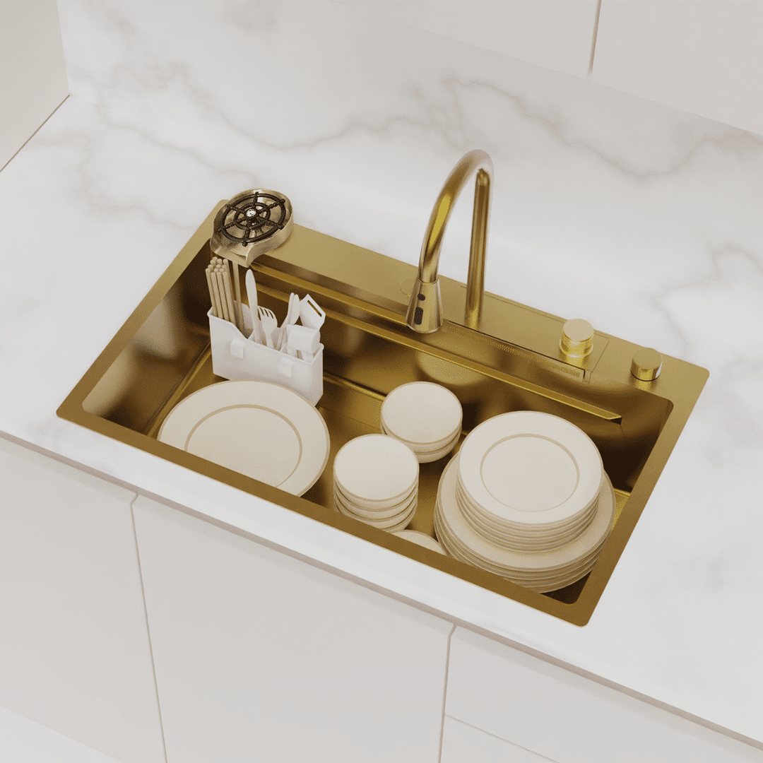 Şelale Tasarımlı Akıllı Eviye As 3541 75×45 cm Gold