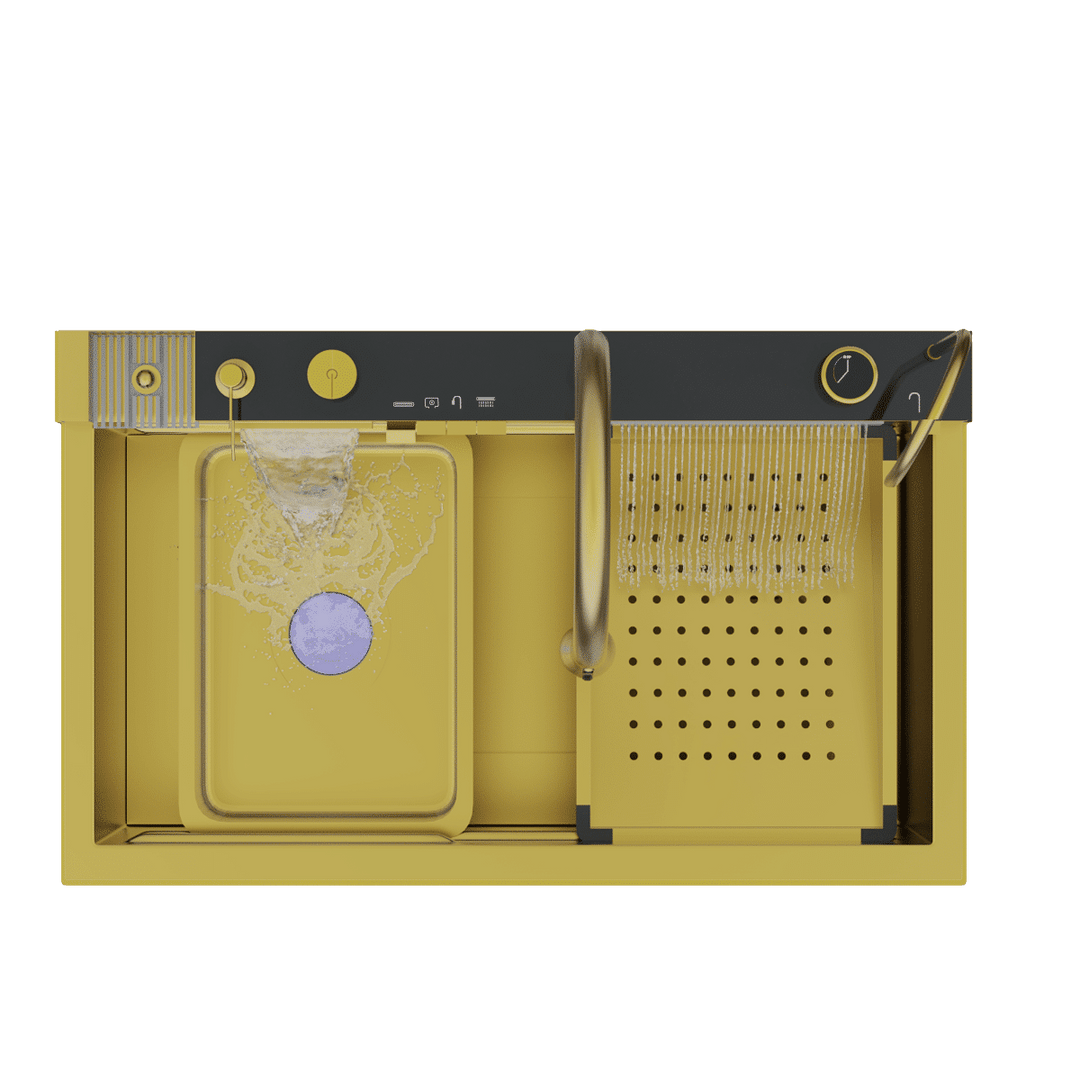 Dijital Lüks Şelale Tasarımlı Akıllı Eviye Gold