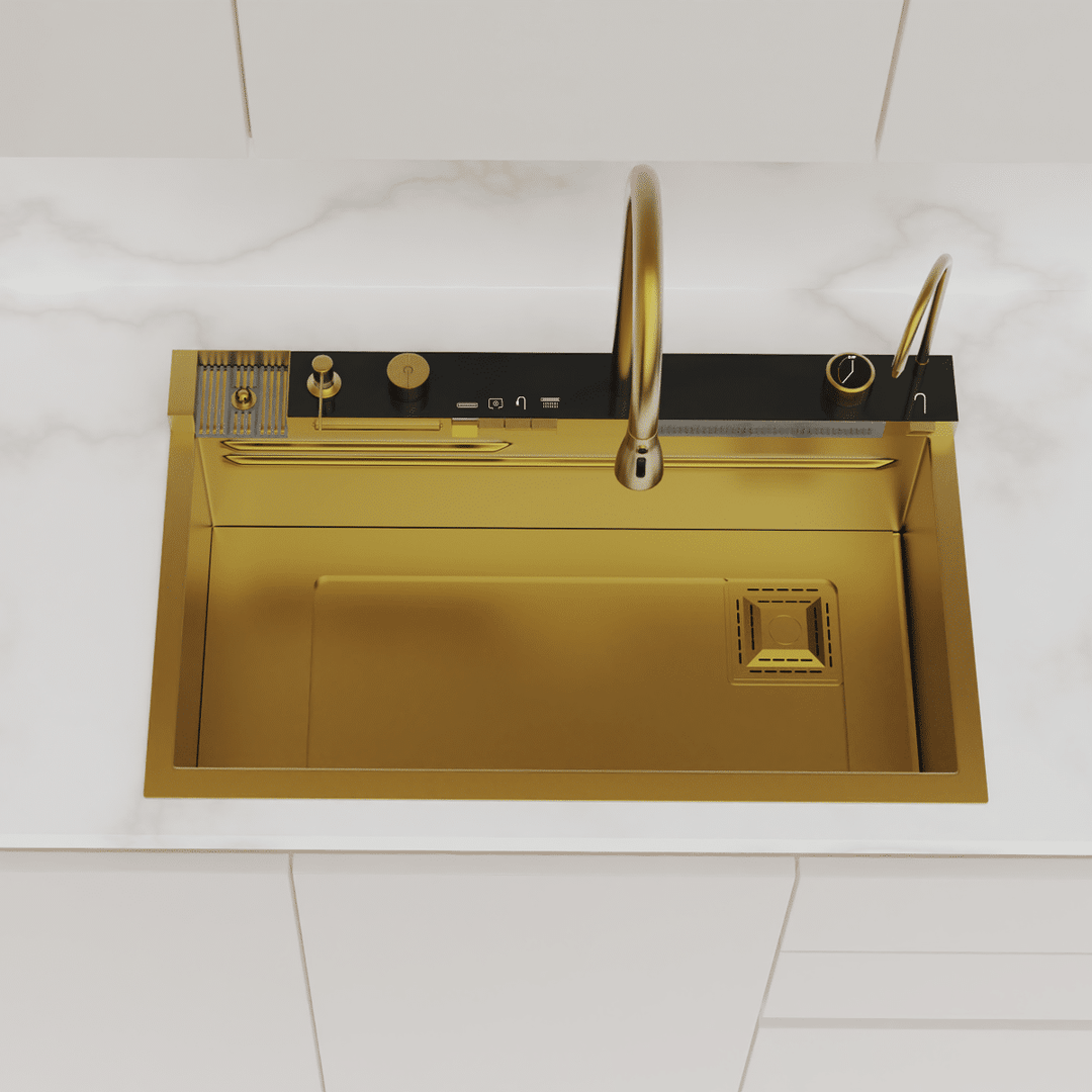 Dijital Lüks Şelale Tasarımlı Akıllı Eviye Gold