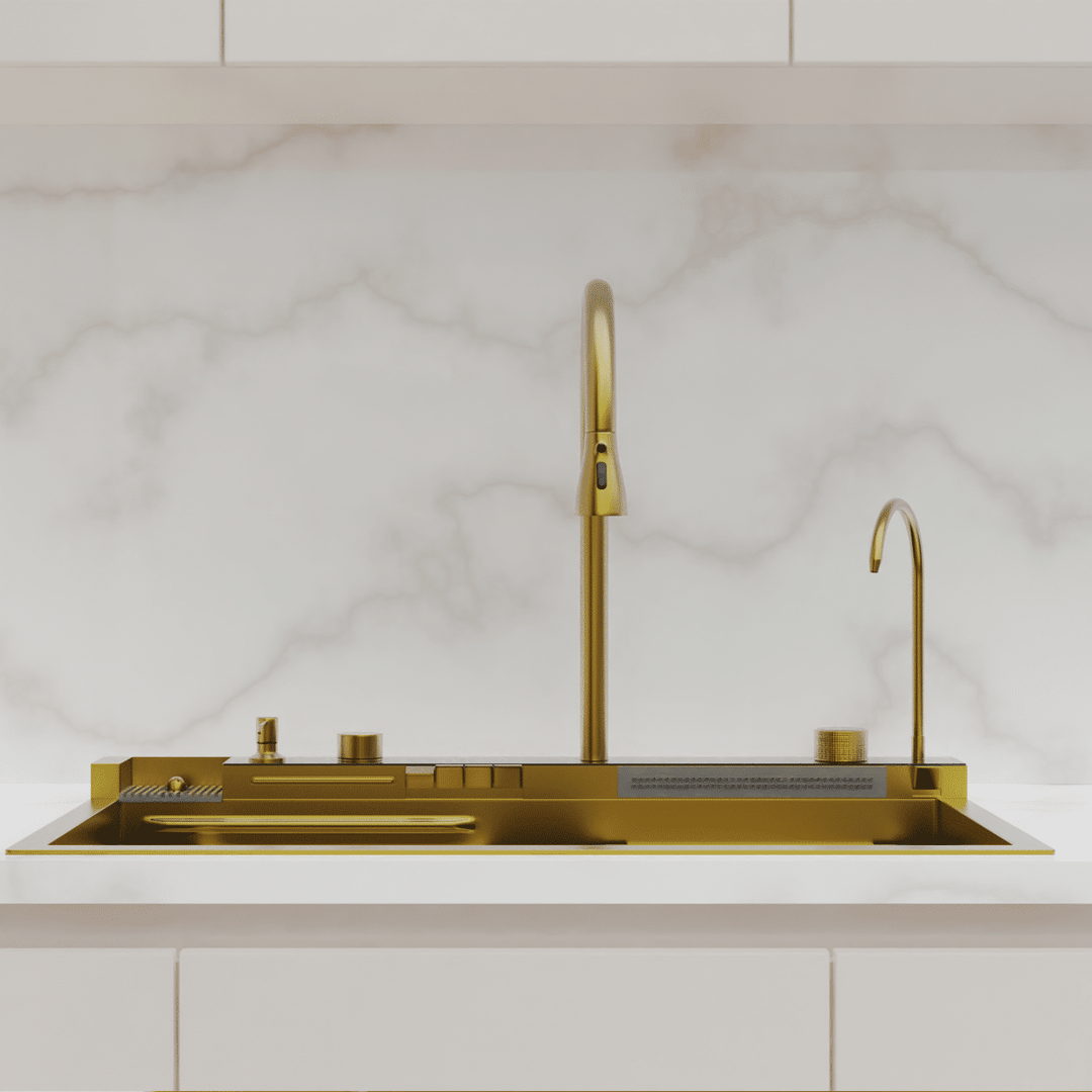 Dijital Lüks Şelale Tasarımlı Akıllı Eviye Gold