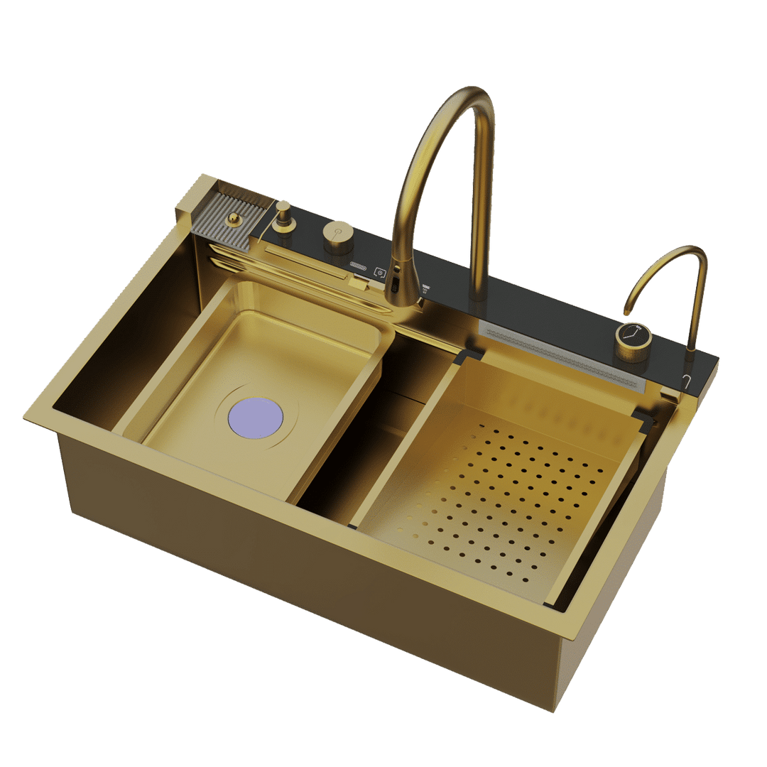 Dijital Lüks Şelale Tasarımlı Akıllı Eviye Gold