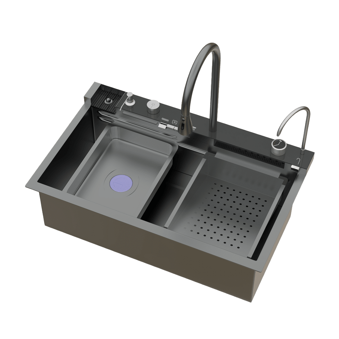 Dijital Lüks Şelale Tasarımlı Akıllı Eviye AS3547 75×45 cm. Antrasit